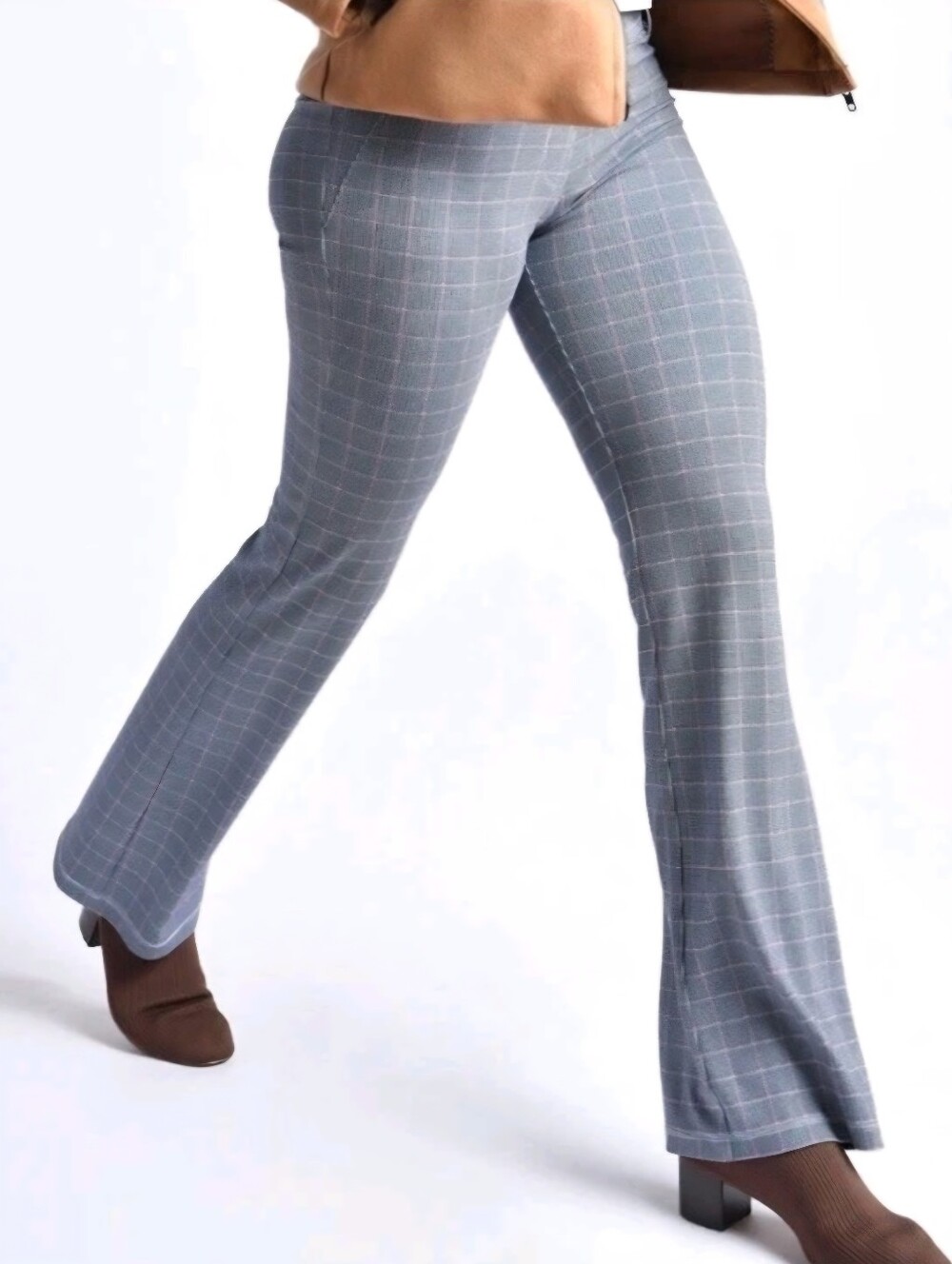 Betabrand Dress Pants Yoga Pants Straight Leg Gray Checkered Size XXL Long.